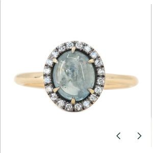 2.40 Carat Cabochon Unheated Montana Sapphire Ring - Swirly and Magical